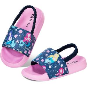 WateLves Toddler Boys Girls Slides Sandals for Swim Beach Kids Water Shoes Casual Summer Slippers(Mermaid/Pink)