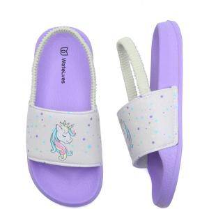 WateLves Toddler Boys Girls Slides Sandals for Swim Beach Kids Water Shoes Casual Summer Slippers(Unicorn/Purple)