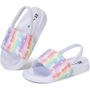 WateLves Toddler Boys Girls Slides Sandals for Swim Beach Kids Water Shoes Casual Summer Slippers(Unicorn/Rainbow)