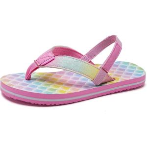 WateLves Toddler Flip Flops Girls Boys Sandals Shoes Kids Slip on Summer Sandals for Bath Shower Beach Pool (Toddler/Little Kid/Big Kid)(Rainbow Fish Scales)