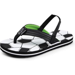WateLves Toddler Flip Flops Girls Boys Sandals Shoes Kids Slip on Summer Sandals for Bath Shower Beach Pool (Toddler/Little Kid/Big Kid)(Soccer White)