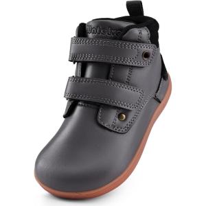 WateLves Toddler Little Kids Wide Barefoot Shoes Girls Boys Fashion Boots High Top Hook and Loop Sneaker Casual Lightweight Walking Shoes(Grey)