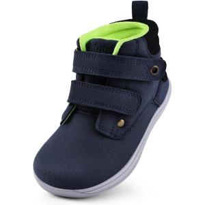 WateLves Toddler Little Kids Wide Barefoot Shoes Girls Boys Fashion Boots High Top Hook and Loop Sneaker Casual Lightweight Walking Shoes(Navy)