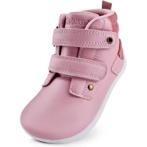 WateLves Toddler Little Kids Wide Barefoot Shoes Girls Boys Fashion Boots High Top Hook and Loop Sneaker Casual Lightweight Walking Shoes(Pink)