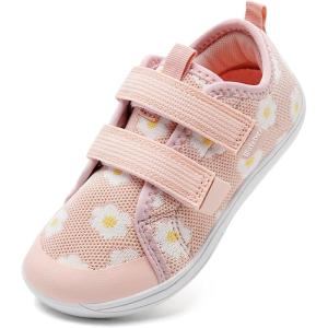 WateLves Toddler Little Kids Wide Barefoot Shoes The First Walking Shoes Girls Boys Breathable Zero Drop Minimalist Sneakers with Wide Toe Box Natural to Grow(Flower)