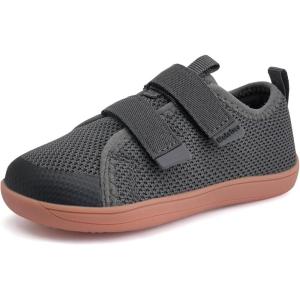 WateLves Toddler Little Kids Wide Barefoot Shoes The First Walking Shoes Girls Boys Breathable Zero Drop Minimalist Sneakers with Wide Toe Box Natural to Grow(Classic Grey)