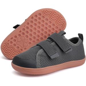 WateLves Toddler Little Kids Wide Barefoot Shoes The First Walking Shoes Girls Boys Breathable Zero Drop Minimalist Sneakers with Wide Toe Box Natural to Grow(Versatile Dark Gray)