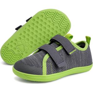 WateLves Toddler Little Kids Wide Barefoot Shoes The First Walking Shoes Girls Boys Breathable Zero Drop Minimalist Sneakers with Wide Toe Box Natural to Grow(Gray Green)