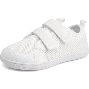 WateLves Toddler Little Kids Wide Barefoot Shoes The First Walking Shoes Girls Boys Breathable Zero Drop Minimalist Sneakers with Wide Toe Box Natural to Grow(Classic White)
