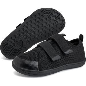 WateLves Toddler Little Kids Wide Barefoot Shoes The First Walking Shoes Girls Boys Breathable Zero Drop Minimalist Sneakers with Wide Toe Box Natural to Grow(Black)