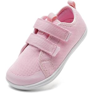 WateLves Toddler Little Kids Wide Barefoot Shoes The First Walking Shoes Girls Boys Breathable Zero Drop Minimalist Sneakers with Wide Toe Box Natural to Grow(Cute Pink)