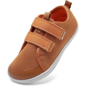 WateLves Toddler Little Kids Wide Barefoot Shoes The First Walking Shoes Girls Boys Breathable Zero Drop Minimalist Sneakers with Wide Toe Box Natural to Grow(Orange Brown)