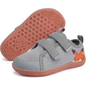 WateLves Toddler Little Kids Wide Barefoot Shoes The First Walking Shoes Girls Boys Breathable Zero Drop Minimalist Sneakers with Wide Toe Box Natural to Grow(Gray Fox)
