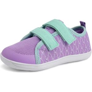 WateLves Toddler Little Kids Wide Barefoot Shoes The First Walking Shoes Girls Boys Breathable Zero Drop Minimalist Sneakers with Wide Toe Box Natural to Grow(Purple)