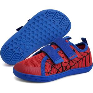WateLves Toddler Little Kids Wide Barefoot Shoes The First Walking Shoes Girls Boys Breathable Zero Drop Minimalist Sneakers with Wide Toe Box Natural to Grow(Red Spider)