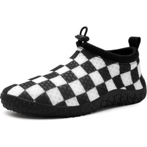 WateLves Toddler Water Shoes Kids Boys and Girls Quick Dry Lightweight Non-Slip Aqua Swim Socks with Flexible Thick Sole for Beach, Pool, Surfing(Checkered)