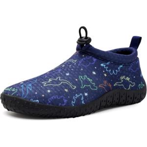 WateLves Toddler Water Shoes Kids Boys and Girls Quick Dry Lightweight Non-Slip Aqua Swim Socks with Flexible Thick Sole for Beach, Pool, Surfing(Dinosaurs)