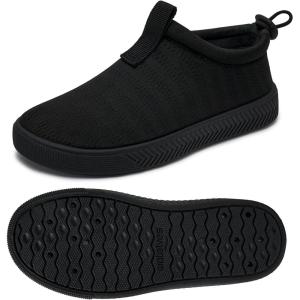 WateLves Toddler Water Shoes Kids Boys and Girls Quick Dry Water Sneakers Slip On Aqua Swim Shoes for Beach Daily Walking(Black)