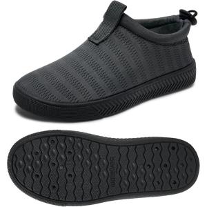 WateLves Toddler Water Shoes Kids Boys and Girls Quick Dry Water Sneakers Slip On Aqua Swim Shoes for Beach Daily Walking(Dark Gray)