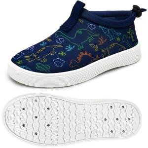 WateLves Toddler Water Shoes Kids Boys and Girls Quick Dry Water Sneakers Slip On Aqua Swim Shoes for Beach Daily Walking(Dinosaurs)