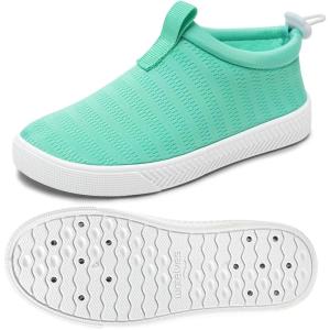 WateLves Toddler Water Shoes Kids Boys and Girls Quick Dry Water Sneakers Slip On Aqua Swim Shoes for Beach Daily Walking(Moon Green)