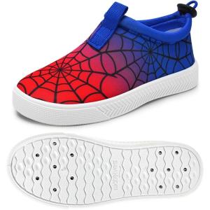 WateLves Toddler Water Shoes Kids Boys and Girls Quick Dry Water Sneakers Slip On Aqua Swim Shoes for Beach Daily Walking(Red/Blue)