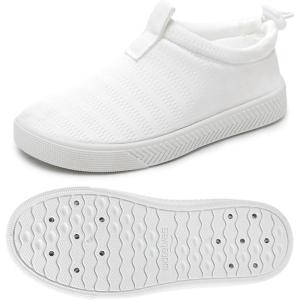 WateLves Toddler Water Shoes Kids Boys and Girls Quick Dry Water Sneakers Slip On Aqua Swim Shoes for Beach Daily Walking(White)