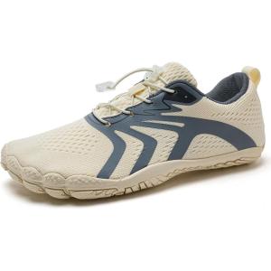 WateLves Water Shoes Men Women Beach Barefoot Aqua Socks Breathable Wide Swim Outdoor Walking Anti Slip Pool Shoes for Hiking Kayaking Diving Surfing(B-beige/Grey)