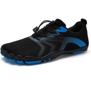 WateLves Water Shoes Men Women Beach Barefoot Aqua Socks Breathable Wide Swim Outdoor Walking Anti Slip Pool Shoes for Hiking Kayaking Diving Surfing(B-black/Blue)
