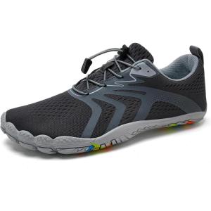 WateLves Water Shoes Men Women Beach Barefoot Aqua Socks Breathable Wide Swim Outdoor Walking Anti Slip Pool Shoes for Hiking Kayaking Diving Surfing(B-grey)
