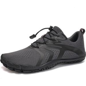 WateLves Water Shoes Men Women Beach Barefoot Aqua Socks Breathable Wide Swim Outdoor Walking Anti Slip Pool Shoes for Hiking Kayaking Diving Surfing(B-dark Grey)