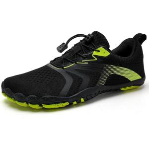 WateLves Water Shoes Men Women Beach Barefoot Aqua Socks Breathable Wide Swim Outdoor Walking Anti Slip Pool Shoes for Hiking Kayaking Diving Surfing(B-black/Green)