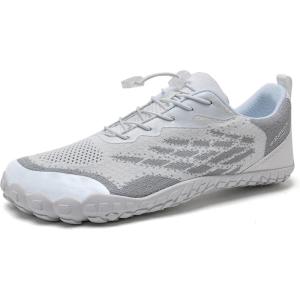 WateLves Water Shoes Men Women Beach Barefoot Aqua Socks Breathable Wide Swim Outdoor Walking Anti Slip Pool Shoes for Hiking Kayaking Diving Surfing(C-white/Grey)