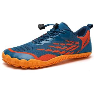 WateLves Water Shoes Men Women Beach Barefoot Aqua Socks Breathable Wide Swim Outdoor Walking Anti Slip Pool Shoes for Hiking Kayaking Diving Surfing(C-blue/Orange)