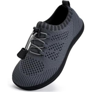 WateLves Water Shoes for Toddler Little Kid Minimalist Wide Barefoot Zero Drop Sole Splay Naturally Aqua Sneakers Boys Girls(Dq/Dark Gray)