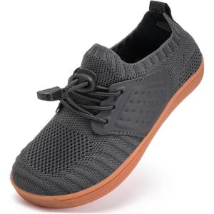 WateLves Water Shoes for Toddler Little Kid Minimalist Wide Barefoot Zero Drop Sole Splay Naturally Aqua Sneakers Boys Girls(Yn/Dark Gray)