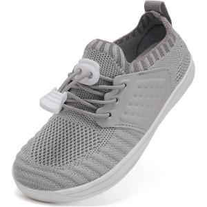 WateLves Water Shoes for Toddler Little Kid Minimalist Wide Barefoot Zero Drop Sole Splay Naturally Aqua Sneakers Boys Girls(Yn/Light Gray)