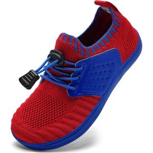 WateLves Water Shoes for Toddler Little Kid Minimalist Wide Barefoot Zero Drop Sole Splay Naturally Aqua Sneakers Boys Girls(Yn/Red Blue)