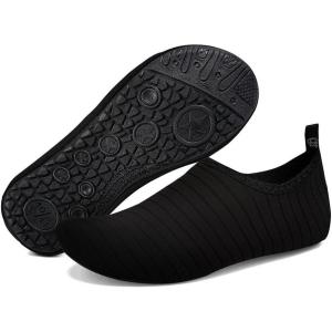 WateLves Water Shoes for Women Men Aqua Socks Swim Beach Pool River Slip-On Barefoot Quick-Dry Shoes(A/Black)
