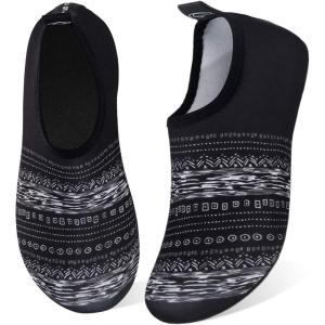 WateLves Water Shoes for Womens Mens Barefoot Quick-Dry Aqua Socks for Beach Swim Surf Yoga Exercise New Translucent Color Soles(Bohemia Black)