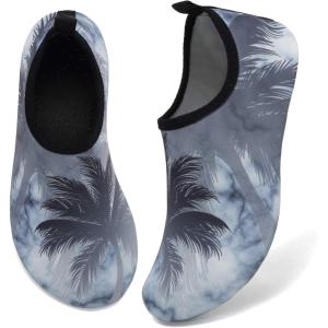 WateLves Water Shoes for Womens Mens Barefoot Quick-Dry Aqua Socks for Beach Swim Surf Yoga Exercise New Translucent Color Soles(Coconut Tree)