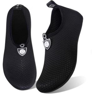 WateLves Water Shoes for Womens Mens Barefoot Quick-Dry Aqua Socks for Beach Swim Surf Yoga Exercise New Translucent Color Soles(Dots Black)