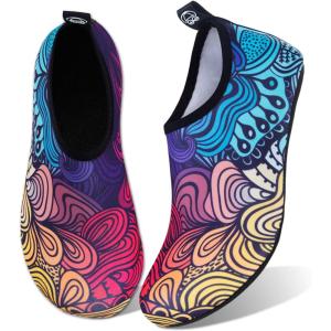WateLves Water Shoes for Womens Mens Barefoot Quick-Dry Aqua Socks for Beach Swim Surf Yoga Exercise New Translucent Color Soles(Flower Gradient)
