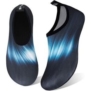 WateLves Water Shoes for Womens Mens Barefoot Quick-Dry Aqua Socks for Beach Swim Surf Yoga Exercise New Translucent Color Soles(Gradient Black)