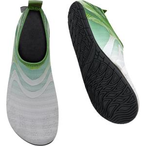 WateLves Water Shoes for Womens Mens Barefoot Quick-Dry Aqua Socks for Beach Swim Surf Yoga Exercise New Translucent Color Soles(Jy.gray Green)