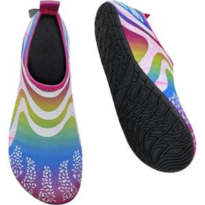 WateLves Water Shoes for Womens Mens Barefoot Quick-Dry Aqua Socks for Beach Swim Surf Yoga Exercise New Translucent Color Soles(Jy.rainbow)