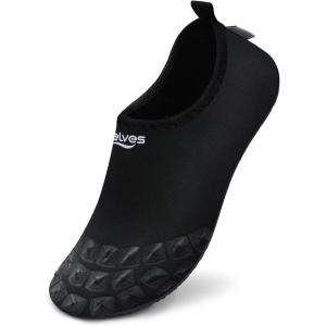 WateLves Water Shoes for Womens Mens Barefoot Quick-Dry Aqua Socks for Beach Swim Surf Yoga Exercise New Translucent Color Soles(Lt.black)