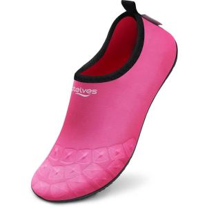 WateLves Water Shoes for Womens Mens Barefoot Quick-Dry Aqua Socks for Beach Swim Surf Yoga Exercise New Translucent Color Soles(Lt.rose)