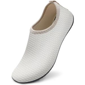 WateLves Water Shoes for Womens Mens Barefoot Quick-Dry Aqua Socks for Beach Swim Surf Yoga Exercise New Translucent Color Soles(Lxg.beige)