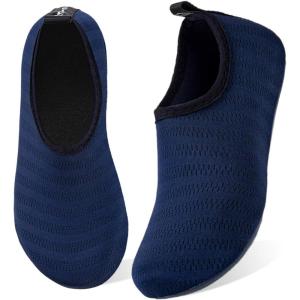 WateLves Water Shoes for Womens Mens Barefoot Quick-Dry Aqua Socks for Beach Swim Surf Yoga Exercise New Translucent Color Soles(Lxy.navy)